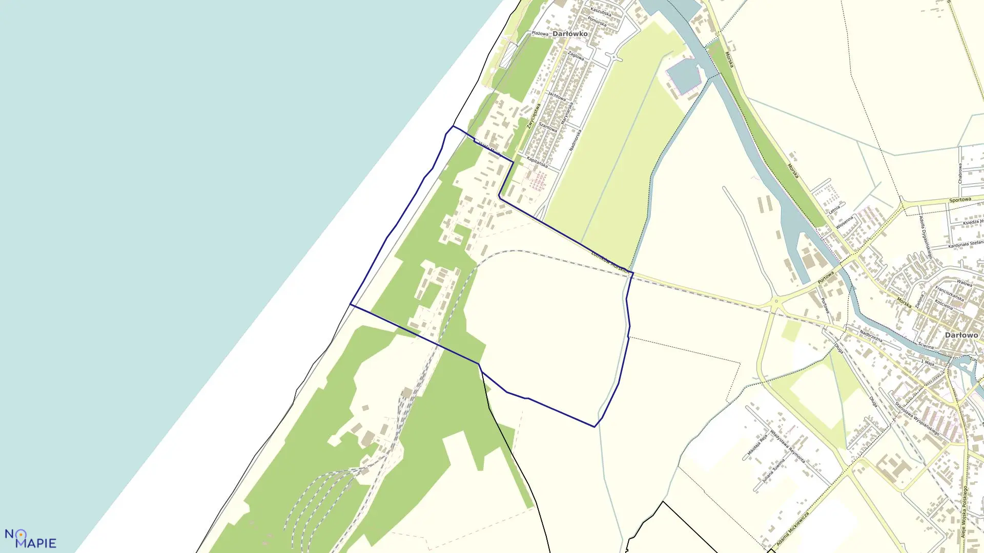 Mapa obrębu 1 w mieście Darłowo