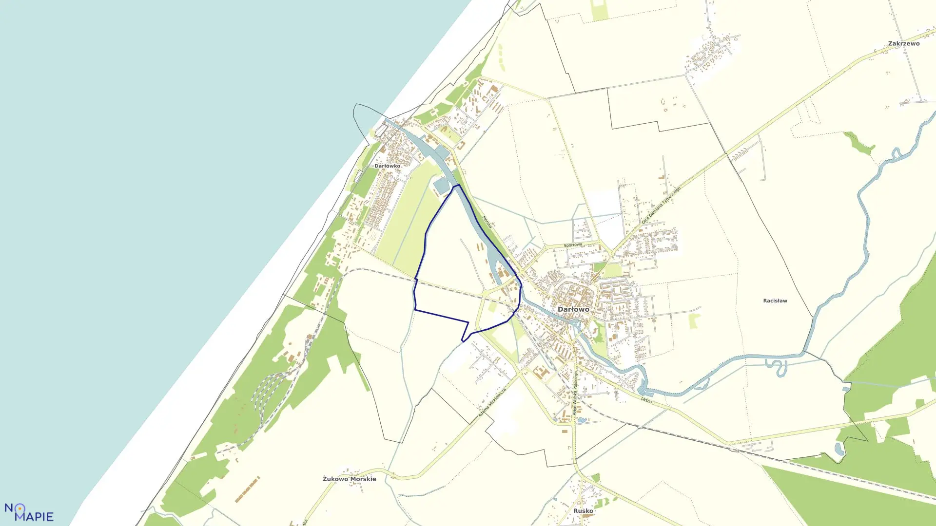 Mapa obrębu 5 w mieście Darłowo