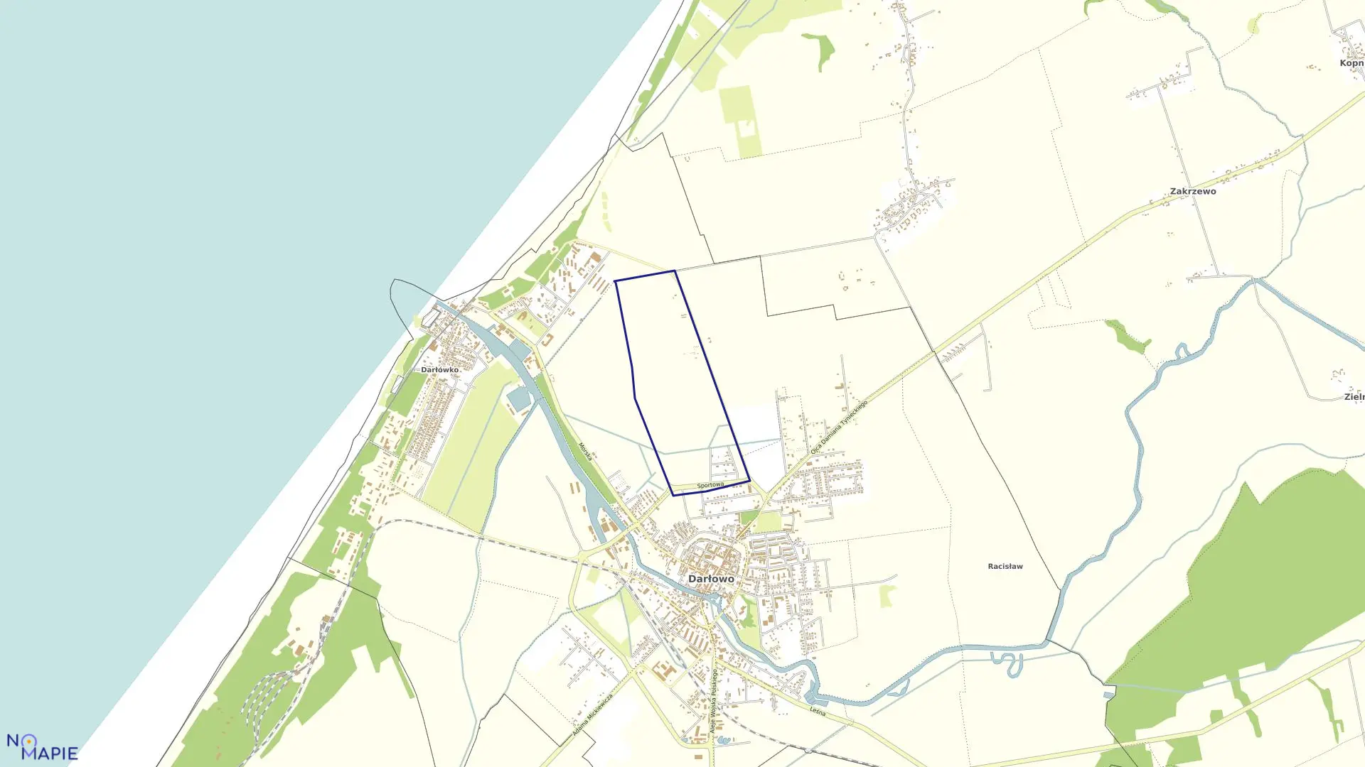 Mapa obrębu 7 w mieście Darłowo